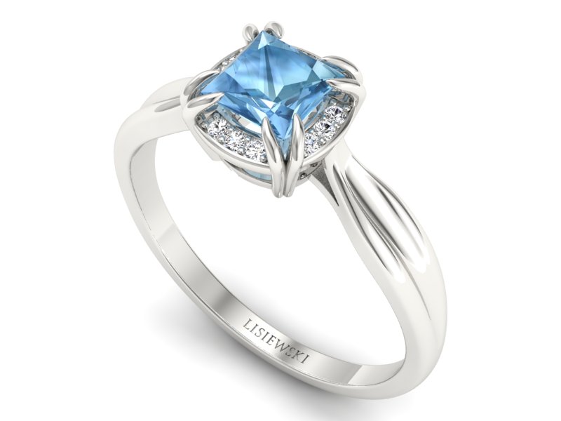 Pierścionek z topazem i brylantami białe złoto - p16187ba — zdjęcie 3