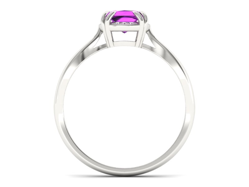 Złoty pierścionek z ametystem i brylantami - p16187bat — zdjęcie 2