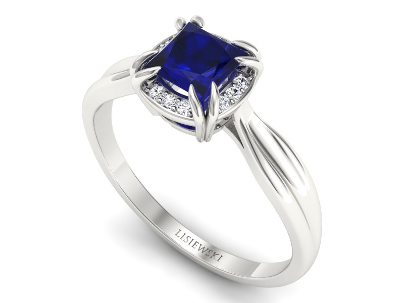 Złoty pierścionek ze spinelem i brylantami - p16187bsp — zdjęcie 3