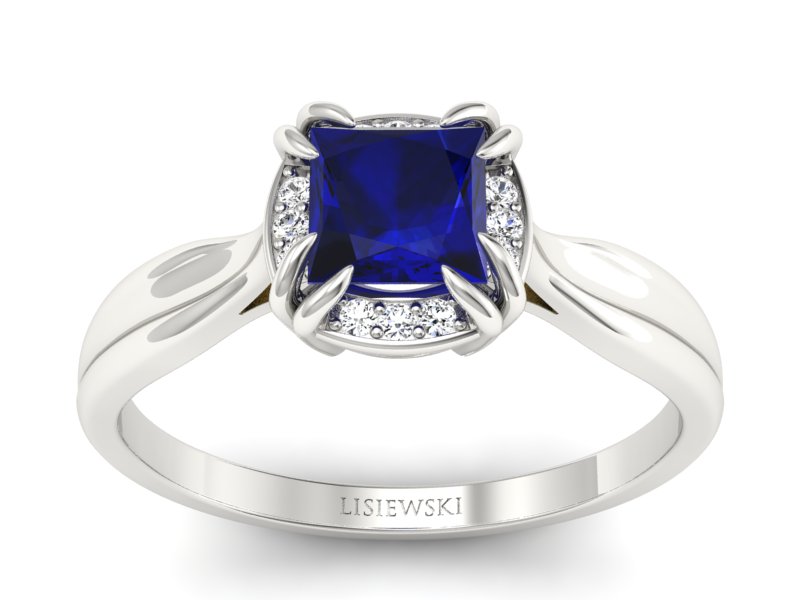 Złoty pierścionek ze spinelem i brylantami - p16187bsp