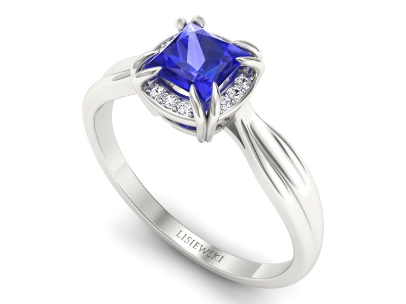 Pierścionek z szafirem i brylantami - p16187bszc — zdjęcie 3