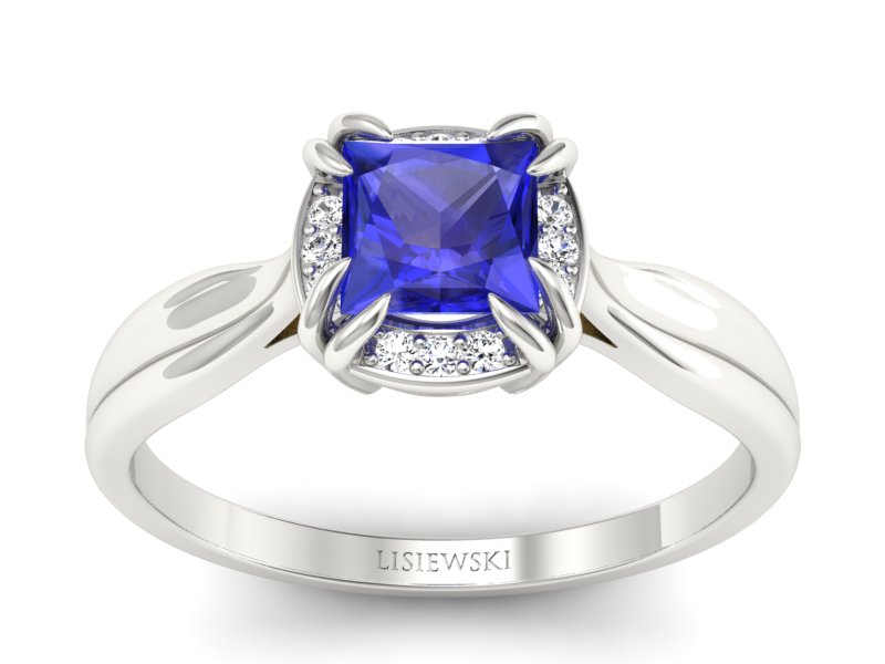 Pierścionek z szafirem i brylantami - p16187bszc