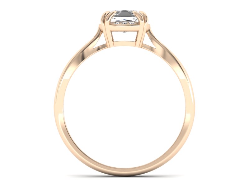 Złoty pierścionek z diamentem z różowego złota - p16187c — zdjęcie 2