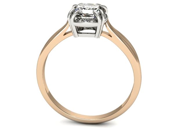 Pierścionek z diamentami różowe i białe złoto - p16187cb