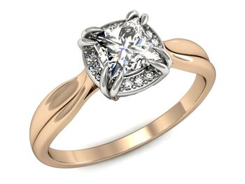 Pierścionek z diamentami różowe i białe złoto - p16187cb - 1
