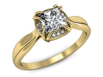 Złoty Pierścionek z diamentami żółte złoto 585 - p16187z - 1