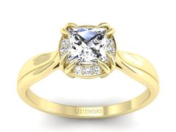 Złoty pierścionek z diamentami żółte złoto - p16187z