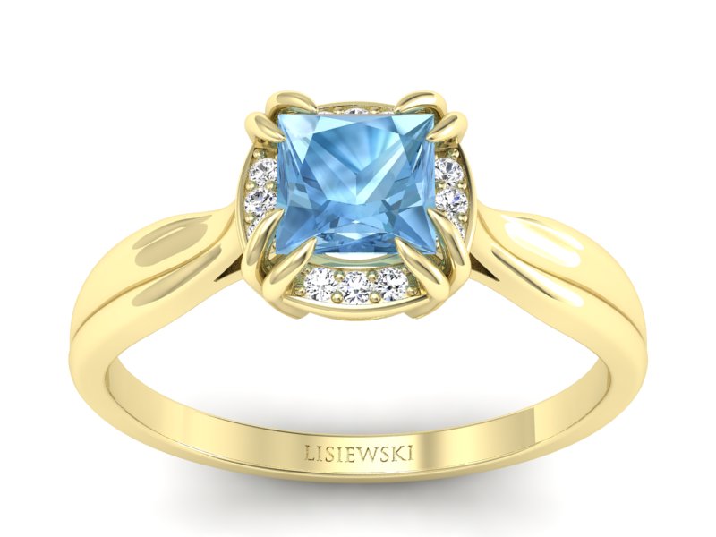 Złoty pierścionek z topazem i brylantami - p16187za