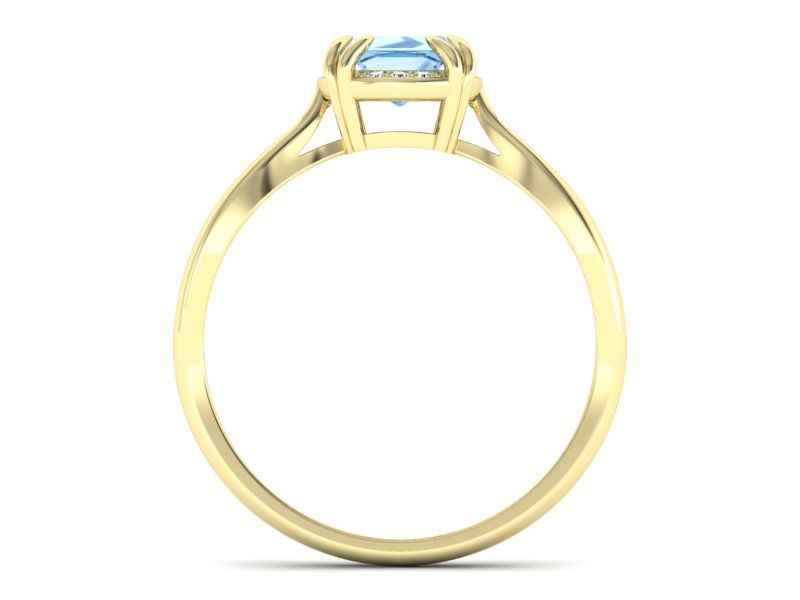 Złoty pierścionek z topazem i brylantami - p16187za — zdjęcie 2