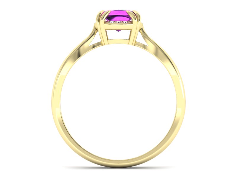 Złoty pierścionek z ametystem i brylantami - p16187zat — zdjęcie 2