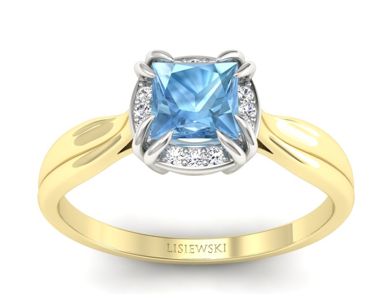 Pierścionek z topazem i brylantami - p16187zba