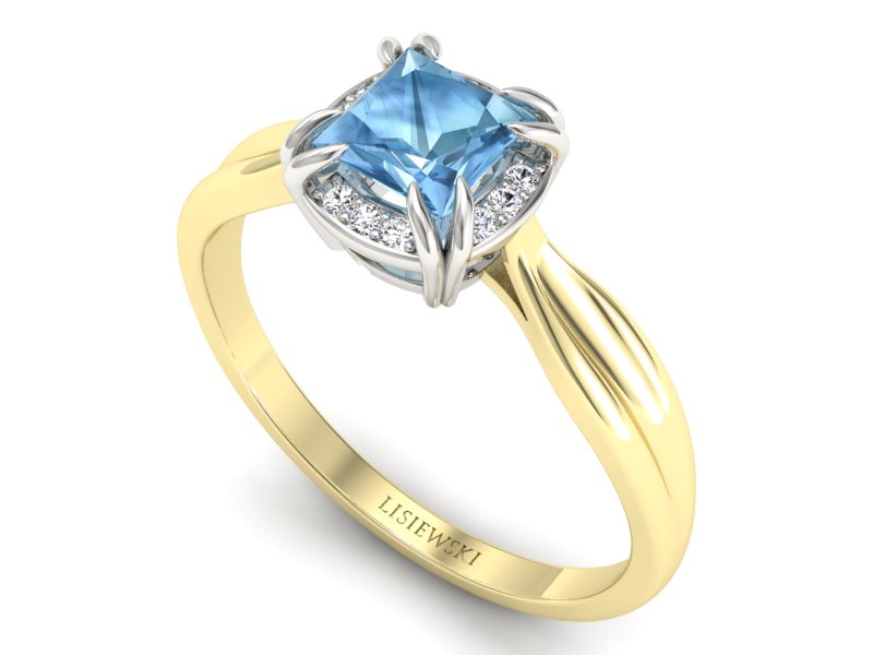 Pierścionek z topazem i brylantami - p16187zba — zdjęcie 3