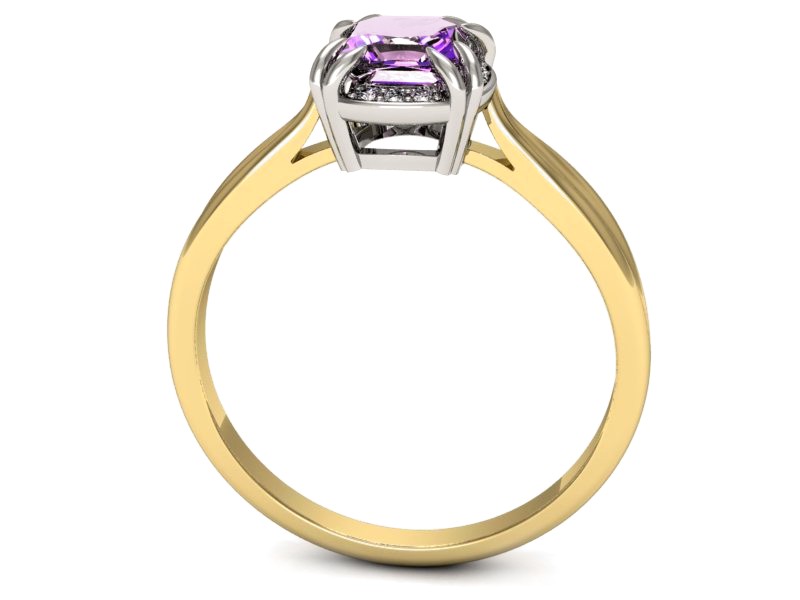 Pierścionek z ametystem i brylantami - p16187zbat — zdjęcie 5