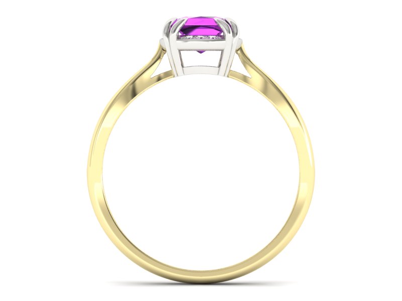 Pierścionek z ametystem i brylantami - p16187zbat — zdjęcie 2