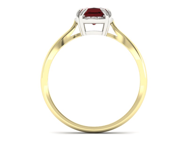 Złoty pierścionek z granatem i diamentami - p16187zbgr — zdjęcie 2