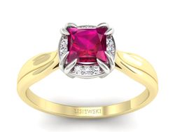 Pierścionek z rubinem i diamentami - p16187zbr