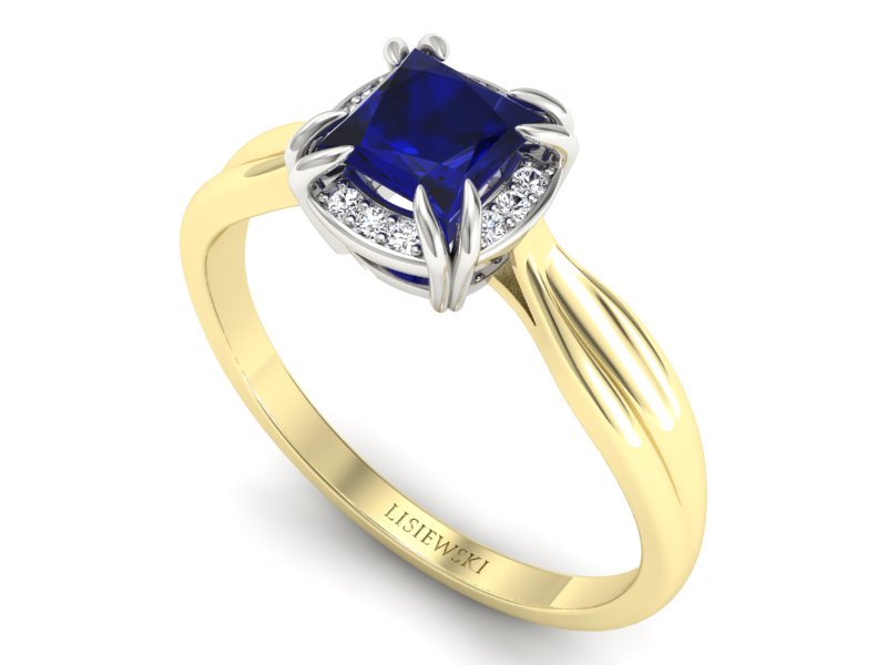 Złoty pierścionek ze spinelem i brylantami - p16187zbsp — zdjęcie 3