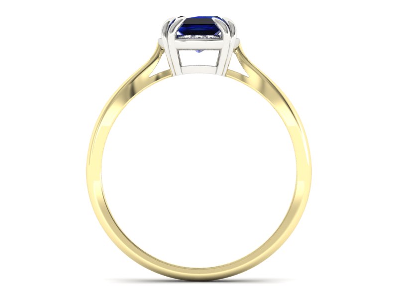 Złoty pierścionek z szafirem i brylantami - p16187zbsz — zdjęcie 2