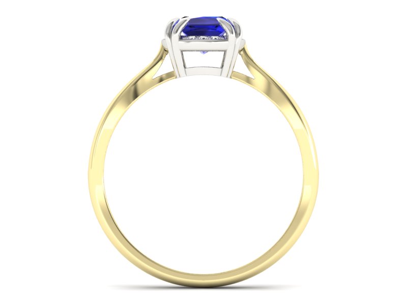 Złoty pierścionek z szafirem i diamentami - p16187zbszc — zdjęcie 2