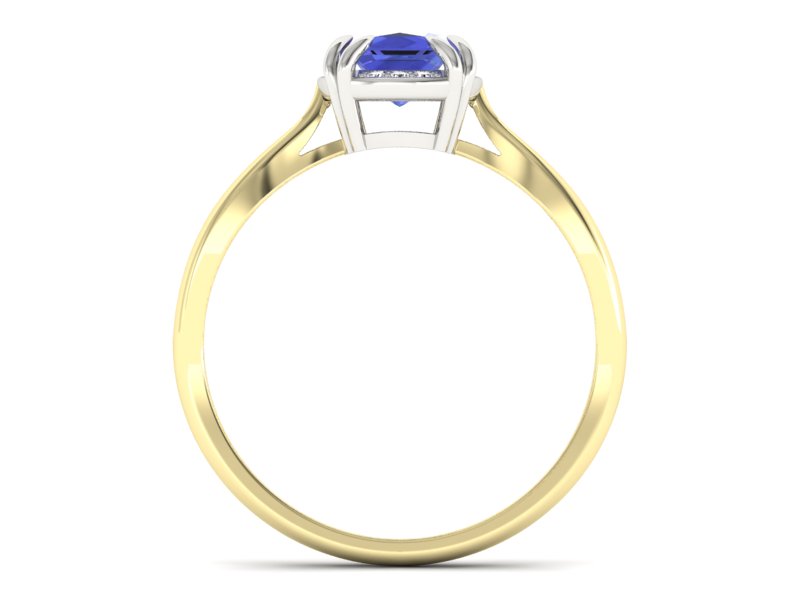 Złoty pierścionek z tanzanitem i brylantami - p16187zbt — zdjęcie 2
