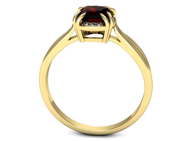 Złoty pierścionek z granatem i brylantami - p16187zgr