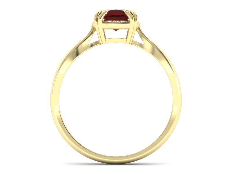 Złoty pierścionek z granatem i brylantami - p16187zgr — zdjęcie 2