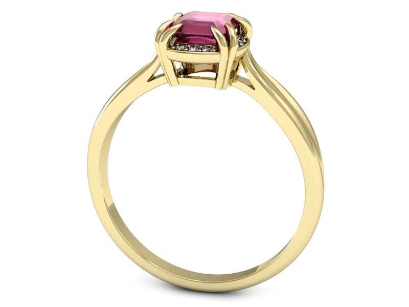 Złoty pierścionek z rubinem i brylantami złoto proba 585 - p16187zr - 3