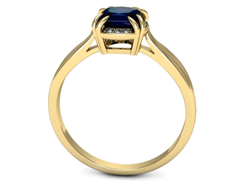 Złoty pierścionek z szafirem i brylantami - p16187zsz — zdjęcie 5