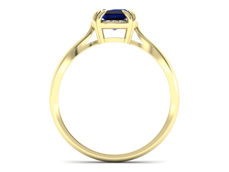 Złoty pierścionek z szafirem i brylantami - p16187zsz — zdjęcie 2