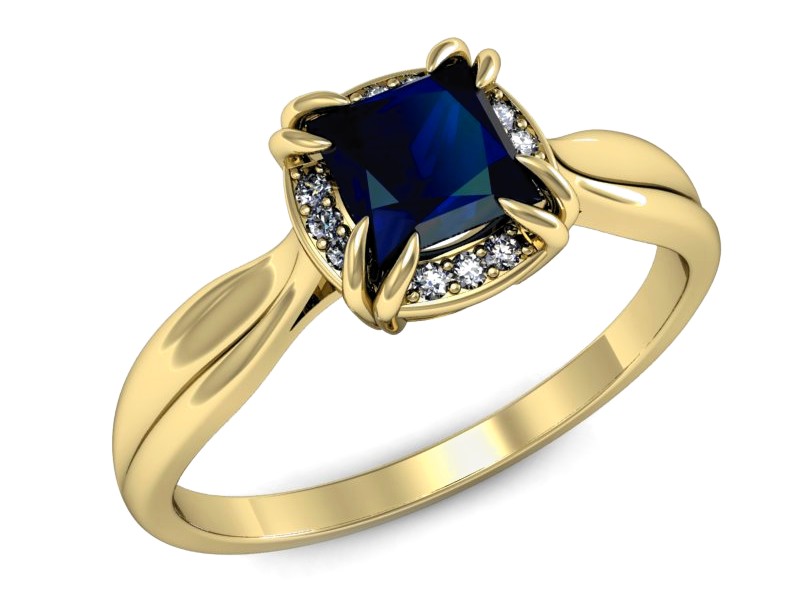 Złoty pierścionek z szafirem i brylantami - p16187zsz — zdjęcie 4