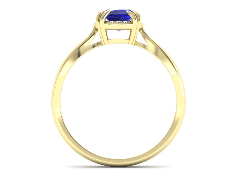 Złoty pierścionek z szafirem i brylantami - p16187zszc — zdjęcie 2