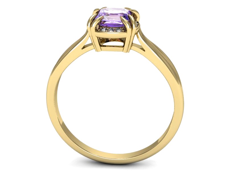 Pierścionek z tanzanitem i brylantami żółte złoto - p16187zt — zdjęcie 5