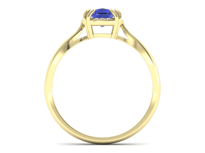 Pierścionek z tanzanitem i brylantami żółte złoto - p16187zt — zdjęcie 2