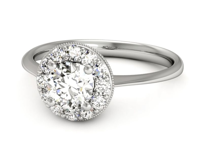 Złoty pierścionek z brylantami białe złoto - p16188b — zdjęcie 3