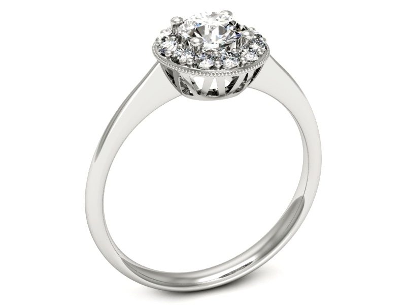 Złoty pierścionek z brylantami białe złoto - p16188b_P1 — zdjęcie 2