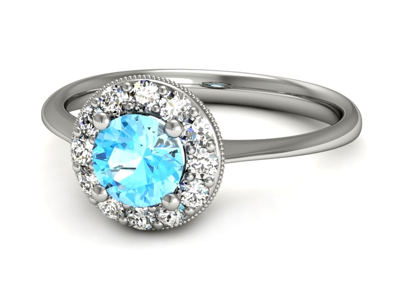 Pierścionek zaręczynowy z topazem i brylantami - p16188ba — zdjęcie 3