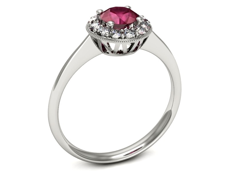 Pierścionek z rubinem i brylantami białe złoto - p16188br — zdjęcie 2
