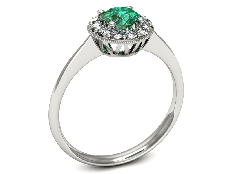 Złoty pierścionek ze szmaragdem i brylantami - p16188bsm — zdjęcie 2