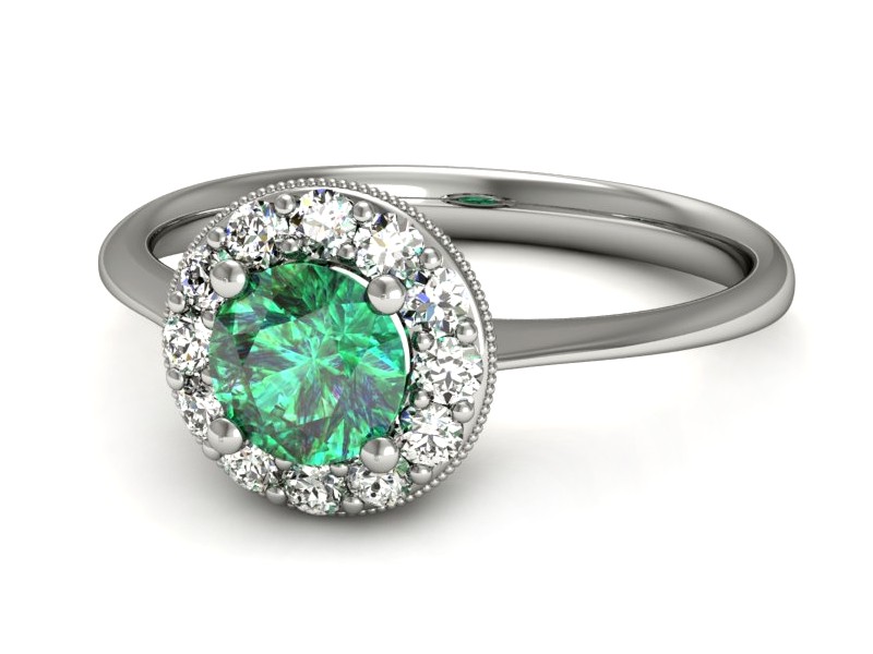 Złoty pierścionek ze szmaragdem i brylantami - p16188bsm — zdjęcie 3