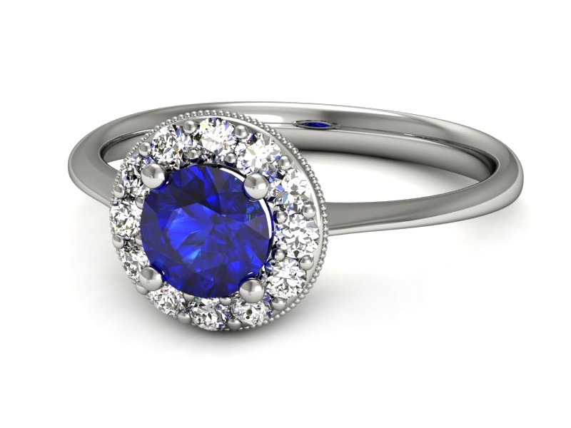 Pierścionek zaręczynowy z szafirem i brylantami - p16188bszc — zdjęcie 3