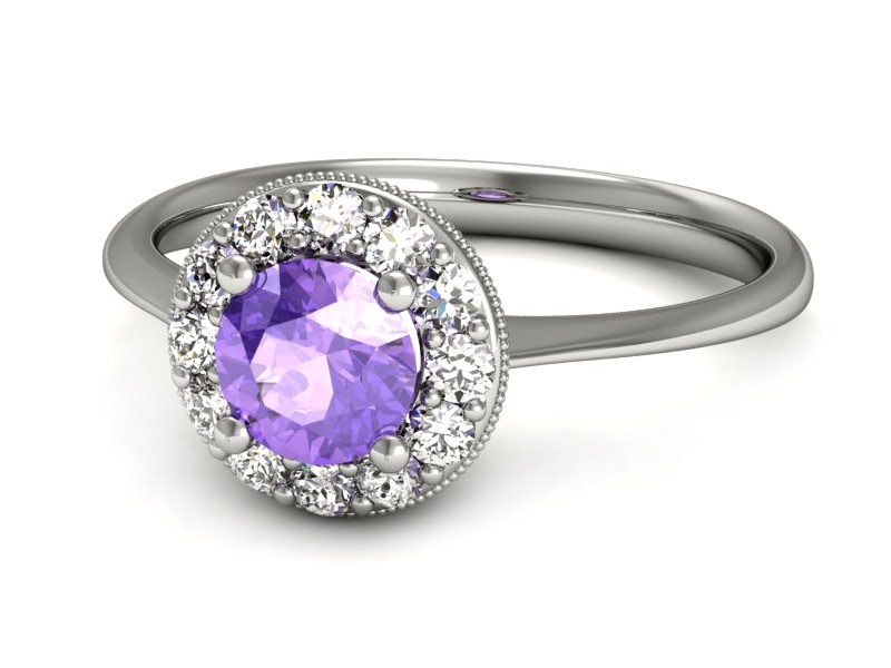 Pierścionek z tanzanitem białe złoto i brylantami - p16188bt — zdjęcie 3