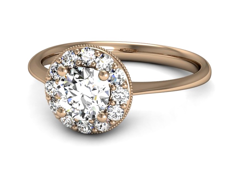 Złoty pierścionek z brylantami różowe złoto - p16188c — zdjęcie 3