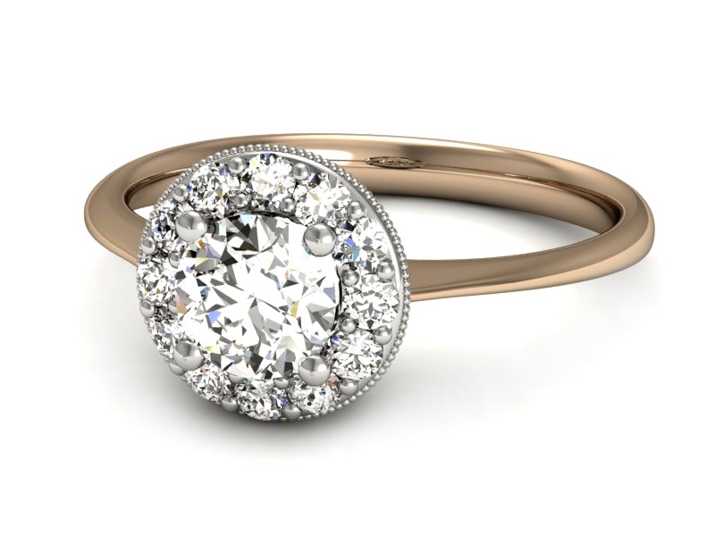 Pierścionek z brylantami białe różowe złoto - p16188cb — zdjęcie 3