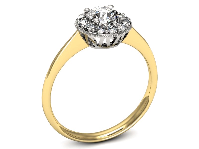 Pierścionek z diamentami żółte i białe złoto - p16188zb — zdjęcie 2