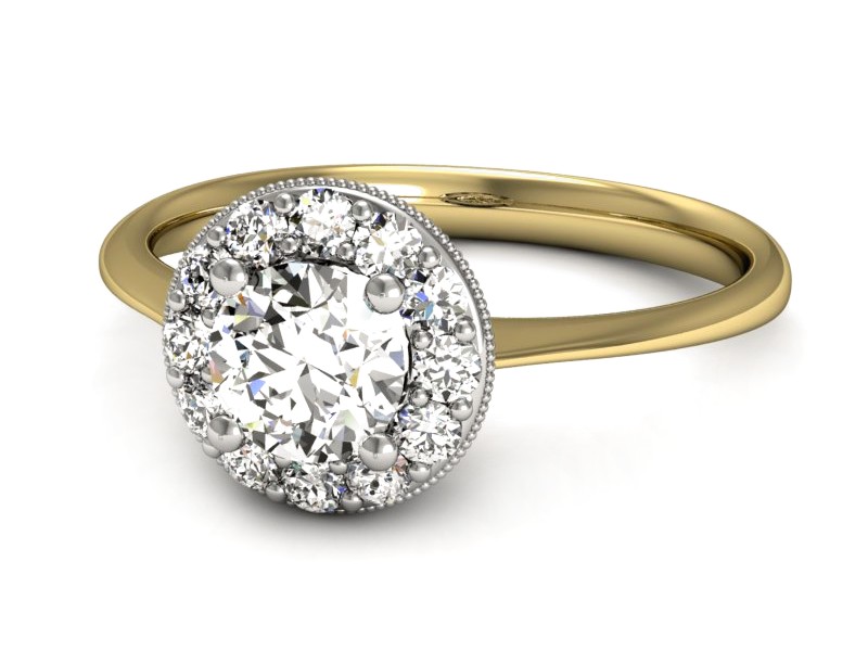 Pierścionek z diamentami żółte i białe złoto - p16188zb — zdjęcie 3