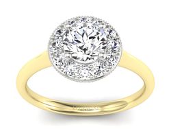 Pierścionek z diamentami żółte i białe złoto - p16188zb