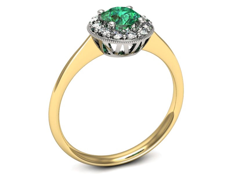 Złoty pierścionek ze szmaragdem i brylantami - p16188zbsm — zdjęcie 2