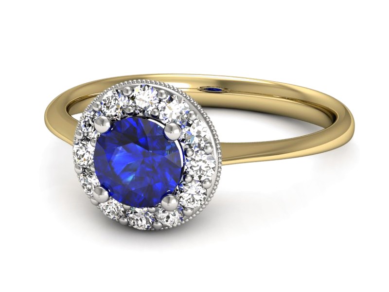 Pierścionek z szafirem i diamentami - p16188zbszc — zdjęcie 3