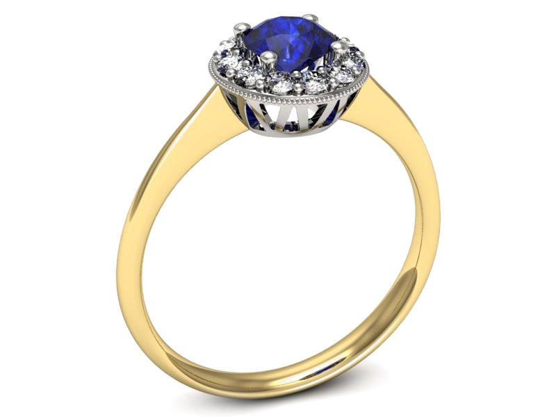 Pierścionek z szafirem i diamentami - p16188zbszc — zdjęcie 2