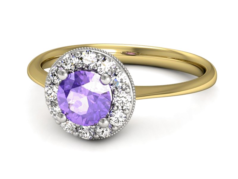 Pierścionek z tanzanitem i brylantami - p16188zbt — zdjęcie 3